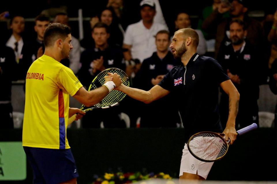 Poor start: Evans lost in three sets to begin Great Britain’s Davis Cup campaign    (REUTERS)