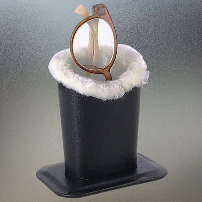 A plush-lined glasses holder