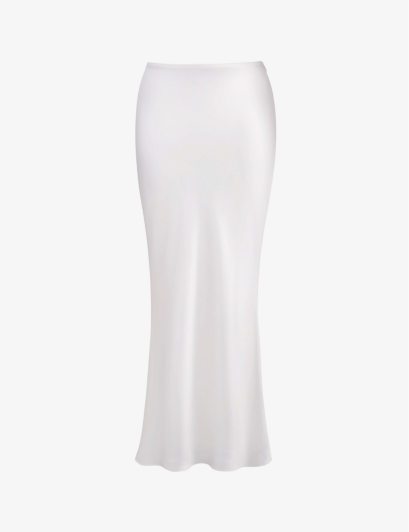 House of CB white satin midi skirt