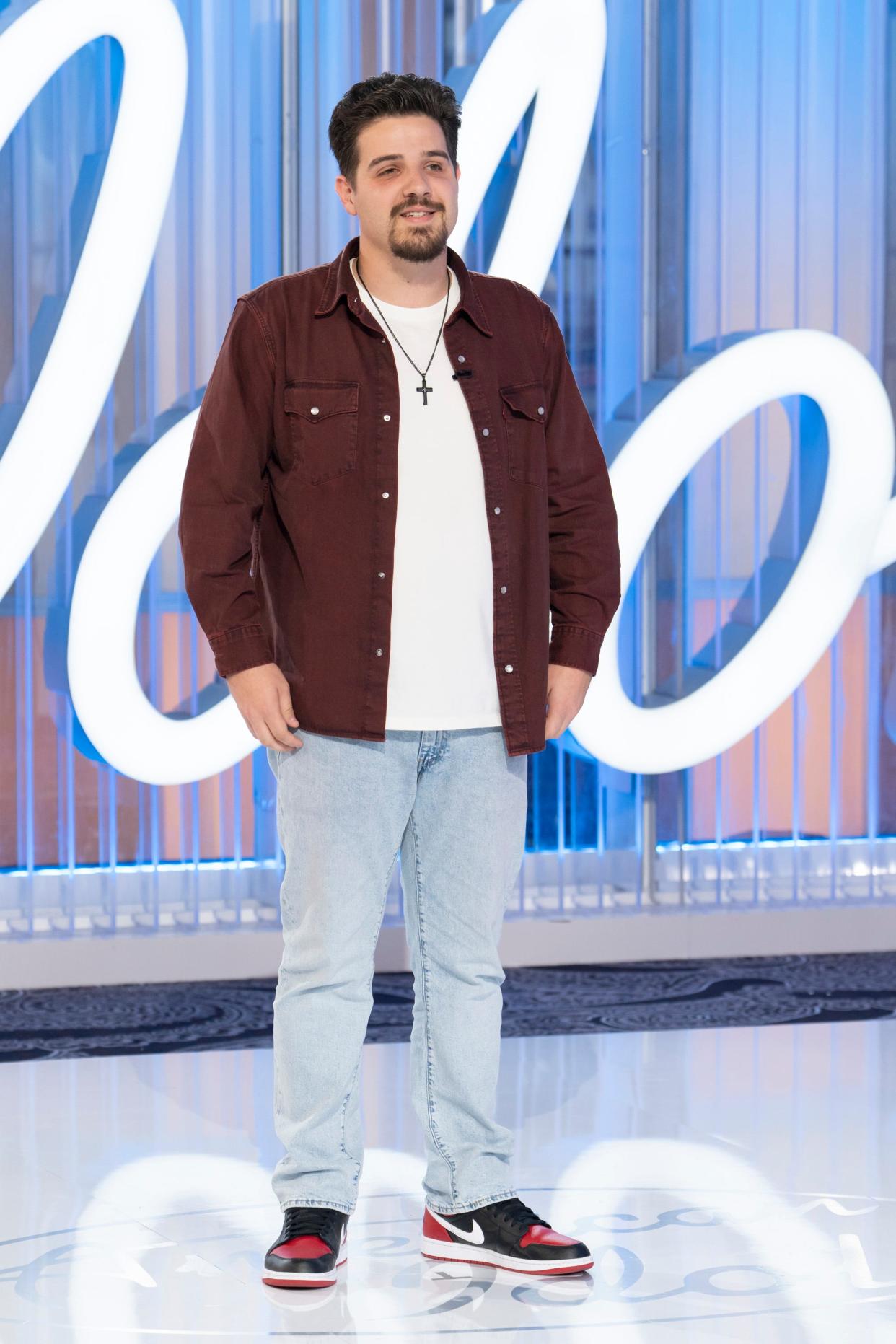 Barber Noah Peters auditions with "I Won't Let Go" by Rascal Flatts on Season 7, Episode 2, of "American Idol," airing Feb. 25, 2024.