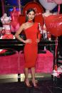 <p>The Victoria’s Secret Angel stunned in a full red look perfect for Valentine’s Day. <i>[Photo: Getty]</i> </p>