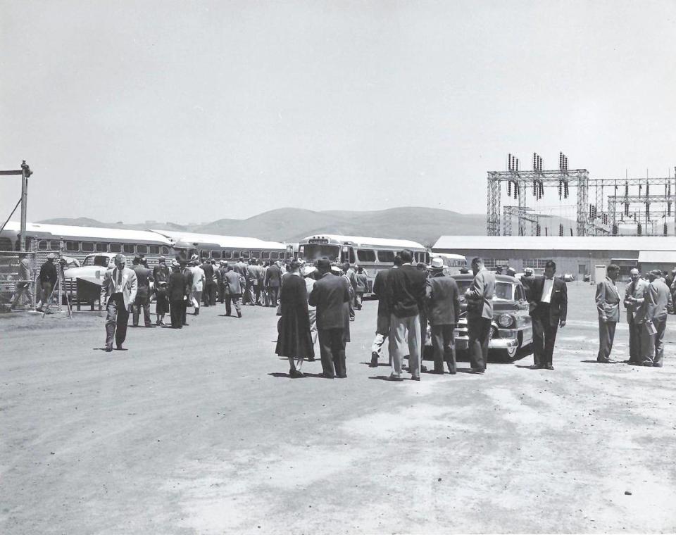 PG&E dedicated the Morro Bay Power Plant July 8, 1955. The initital facility had two generating units sharing one smoke stack. The $44 million plant could generate 300,000 kilowatts, enough to power the city of San Francisco. PG&E/Tribune file