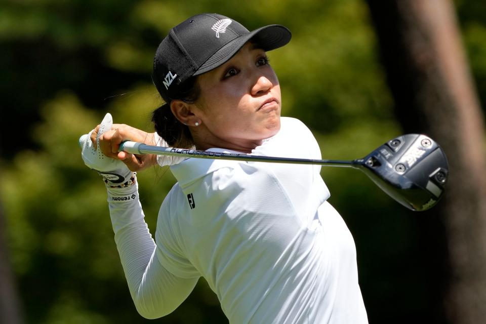 Lydia Ko tees off on the 18th hole during the third round.