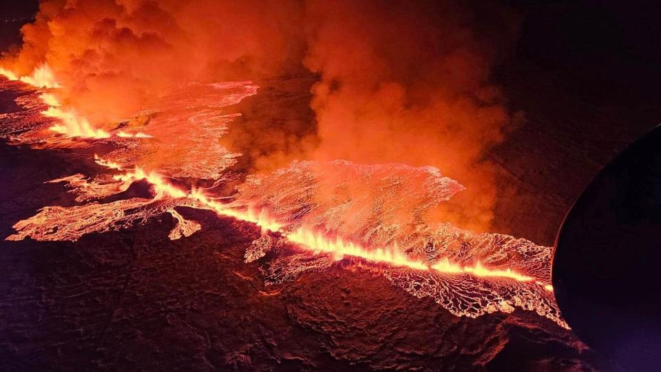 According to Iceland's met office, hundreds of cubic meters of lava were discharged by the fissure every second in the first two hours after the eruption.