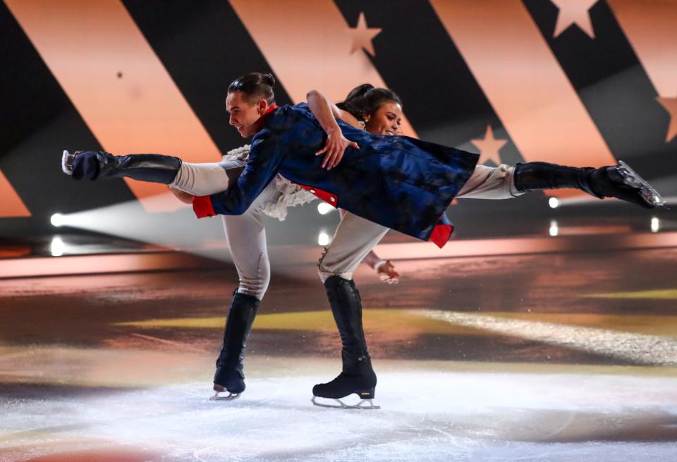 Editorial use only
Mandatory Credit: Photo by Matt Frost/ITV/Shutterstock (11736470fp)
Joe Warren-Plant and Vanessa Bauer
'Dancing On Ice' TV show, Series 13, Episode 3, Hertfordshire, UK - 31 Jan 2021