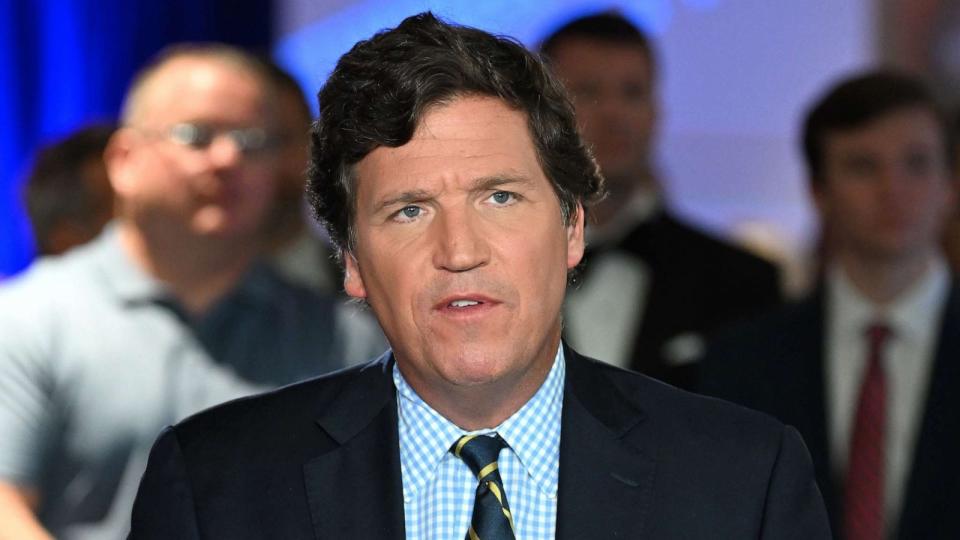 PHOTO: Tucker Carlson speaks during 2022 FOX Nation Patriot Awards at Hard Rock Live at Seminole Hard Rock Hotel & Casino Hollywood, Nov. 17, 2022, in Hollywood, Fla. (Jason Koerner/Getty Images)