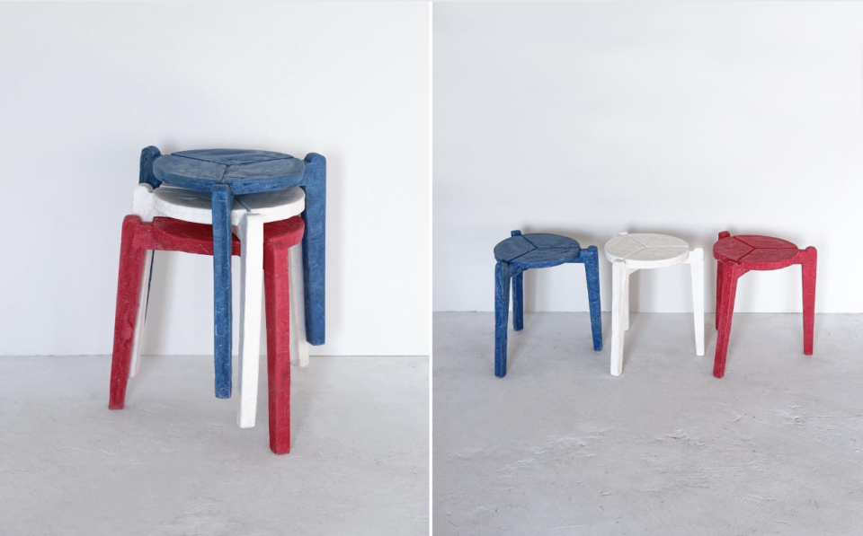 Stack and Stack stools made from masks