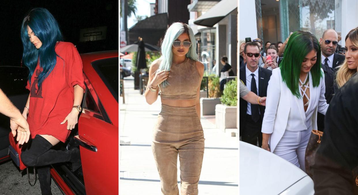Kylie Jenner loves experimenting with her hair colour. (Getty Images)