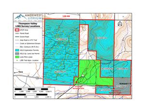 Figure 1 Ameriwest Lithium Thompson Valley Claim Area