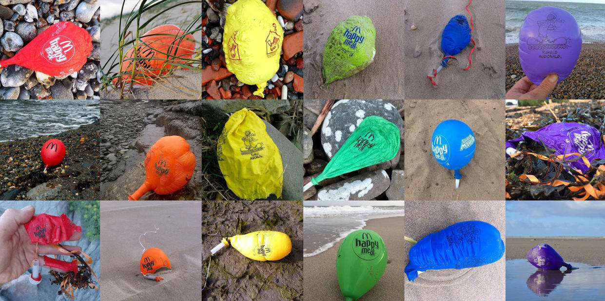 Balloons are washing up hundreds of miles away SWNS