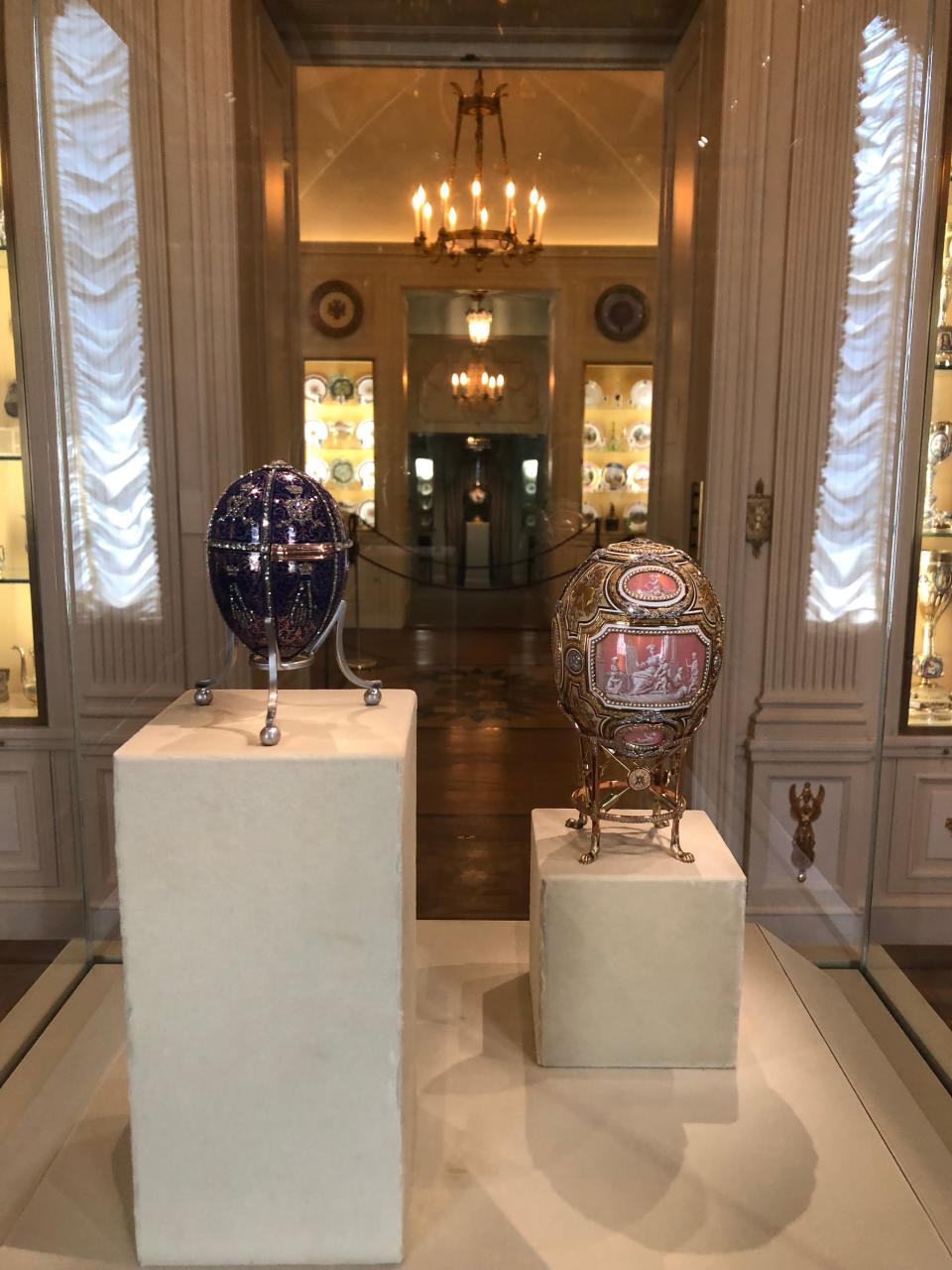 Two imperial Carl Fabergé eggs are part of the exhibit from the Russian collection at the Hillwood Museum.