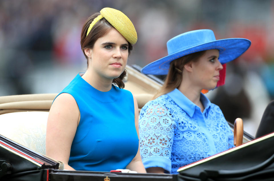 Princess Eugenie of York (left) and Princess Beatrice of York during day one of Royal Ascot at Ascot Racecourse.