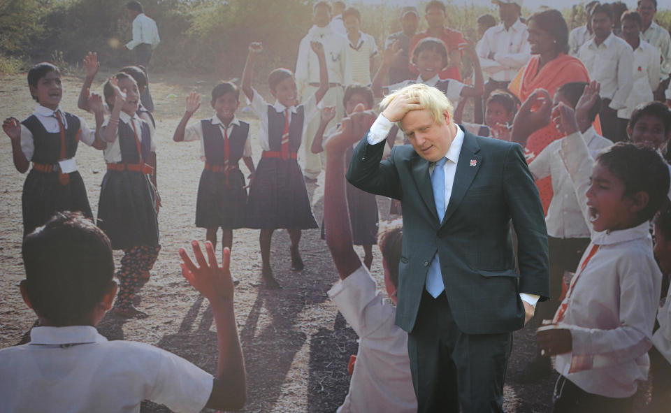 London Mayor Boris Johnson at the British High Commission in Delhi after he handed over the London 2012 Olympic cauldron petals to Indian Olympians. The petals which were part of the Thomas Heatherwick designed cauldron which burnt throughout the Olympic and Paralympic Games will be given to every competing nation.