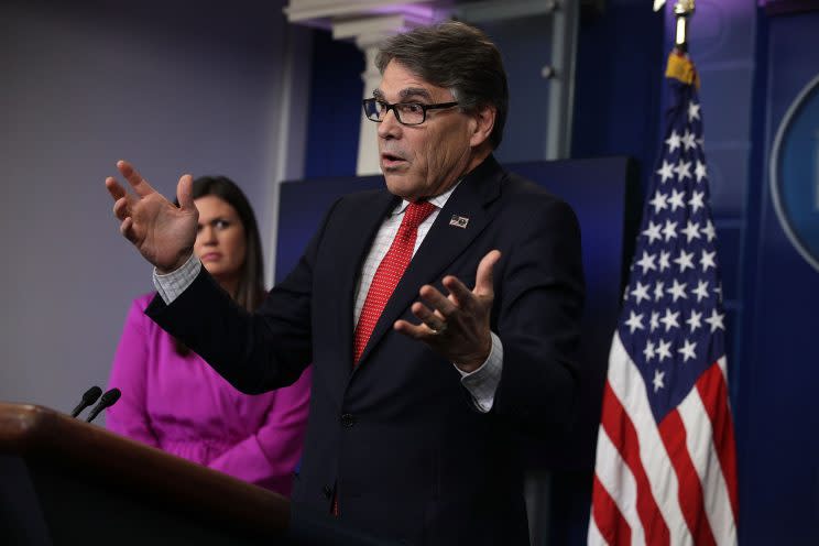 Secretary of Energy Rick Perry during a White House daily briefing, June 27, 2017. (Photo: Alex Wong/Getty Images)