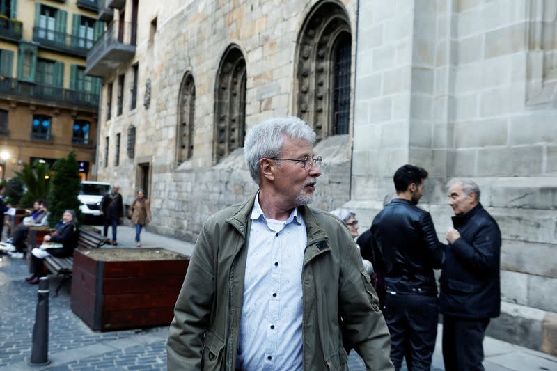 Sexual abuse victim Joseba Imanol Ibarra leaves a mass, where forgiveness was asked for from victims of sexual abuse by the Catholic Church, in Bilbao