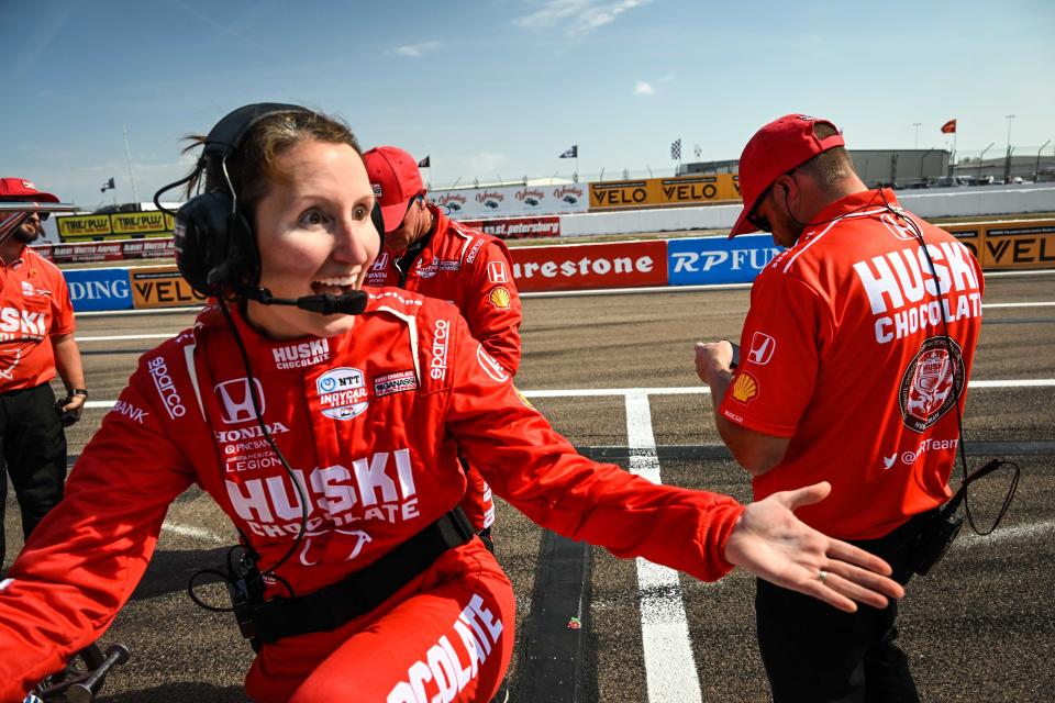 Purdue grad Angela Ashmore works on the pit crew for Chip Ganassi Racing and won the Indy 500 in 2022 with Marcus Ericsson.