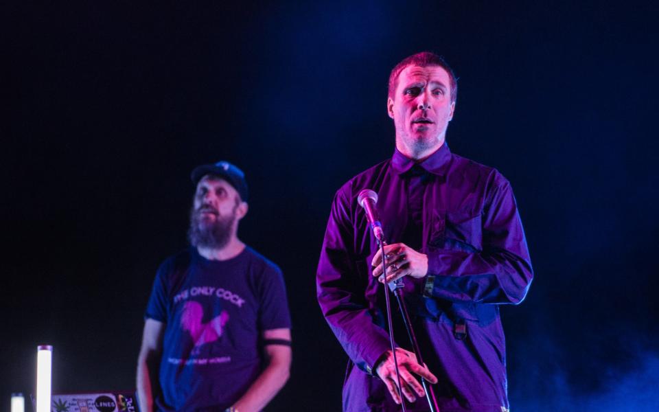 Jason Williamson (front) and Andrew Fearn of Sleaford Mods, at South Facing Festival - Redferns