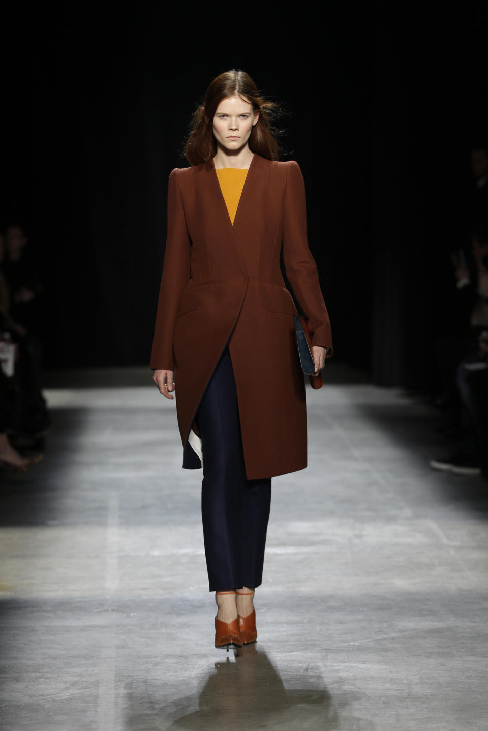 The Narciso Rodriguez Fall 2013 collection is modeled during Fashion Week in New York, Tuesday, Feb. 12, 2013. (AP Photo/Seth Wenig)