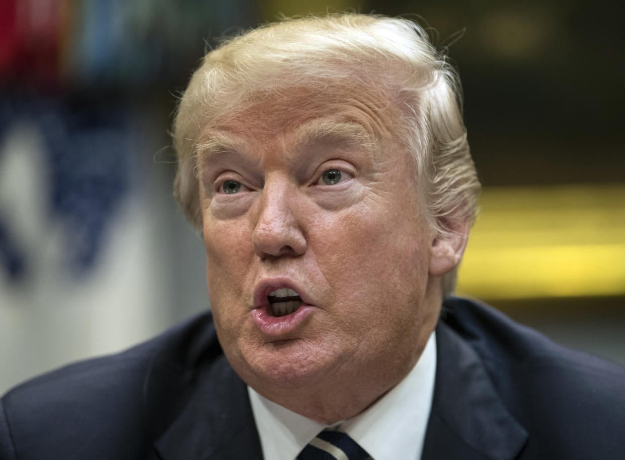 President Trump speaks during a meeting at the White House on Thursday. (Photo: Carolyn Kaster/AP)