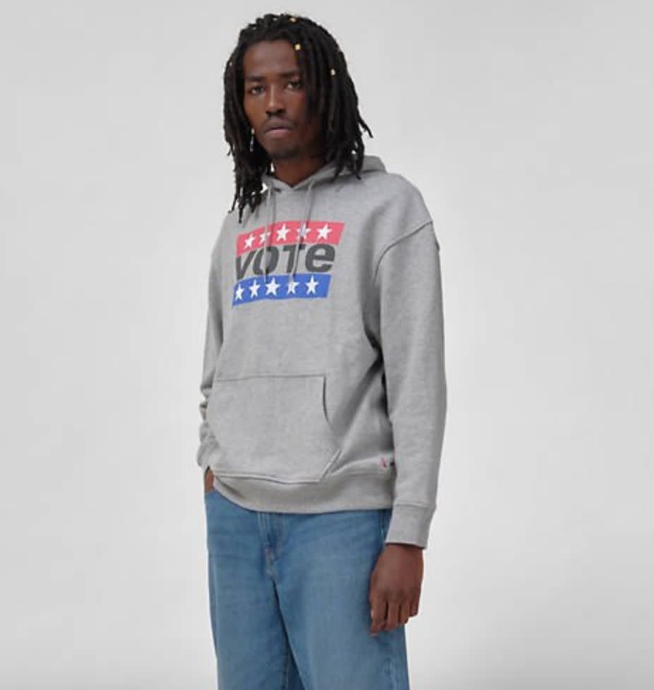 Don't just talk about it, vote about it. That's the message behind this sweatshirt, a collaboration between <a href="https://fave.co/3am4cnn" target="_blank" rel="noopener noreferrer">Levi's and Rock the Vote</a> meant to <a href="https://www.levi.com/US/en_US/itsyourvote" target="_blank" rel="noopener noreferrer"><u>register</u></a> as many voters as possible for the <a href="https://www.huffpost.com/elections" target="_blank" rel="noopener noreferrer">upcoming election</a>. This sweatshirt's made completely out of cotton so you can stay comfortable while doing your civic duty. <br /><br /><a href="https://fave.co/30Qy8oD" target="_blank" rel="noopener noreferrer">Find it for $75 at Levi's</a>.