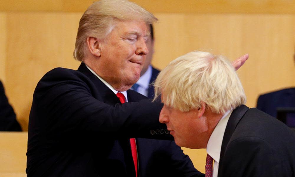 Donald Trump pats Boris Johnson on the back at the United Nations in September 2017.