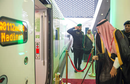 Saudi Arabia's King Salman bin Abdulaziz Al Saud attends the inauguration of the Haramain Railway connecting Mecca and Medina with the Red Sea coastal city of Jeddah, Saudi Arabia September 25, 2018. Bandar Algaloud/Courtesy of Saudi Royal Court/Handout via REUTERS