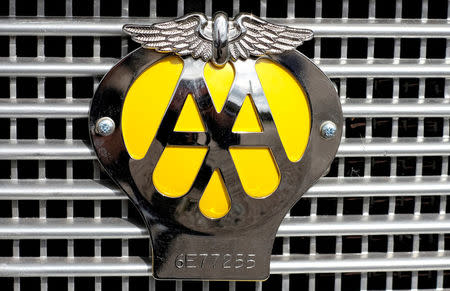 FILE PHOTO: A vintage AA (Automobile Association) badge is seen on a car during a vintage rally at the Great Central Railway Station in Quorn, Britain May 14, 2016. REUTERS/Darren Staples/File Photo