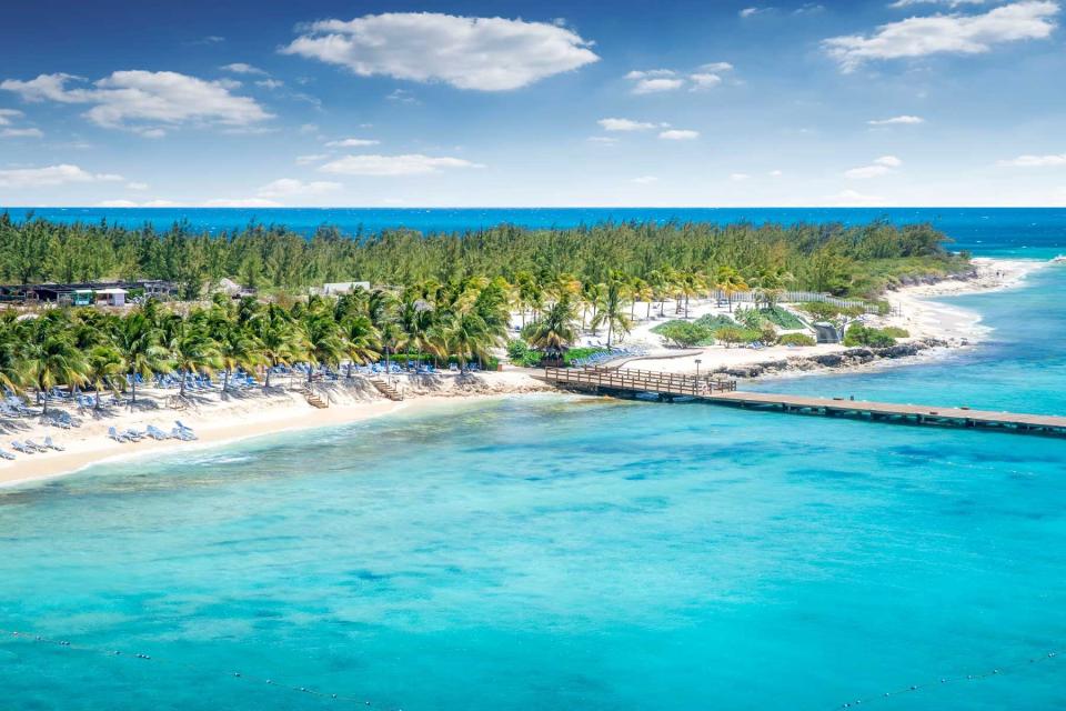 Aerial view of the coast of Grand Turk Island, Turks &amp; Caicos