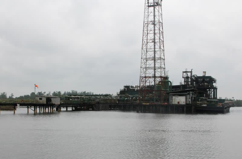 FILE PHOTO: The OML 25 Shell flow station, which was shut down by protesters, is seen in Kula kingdom in Akuku Toru Local Government Area of Rivers State