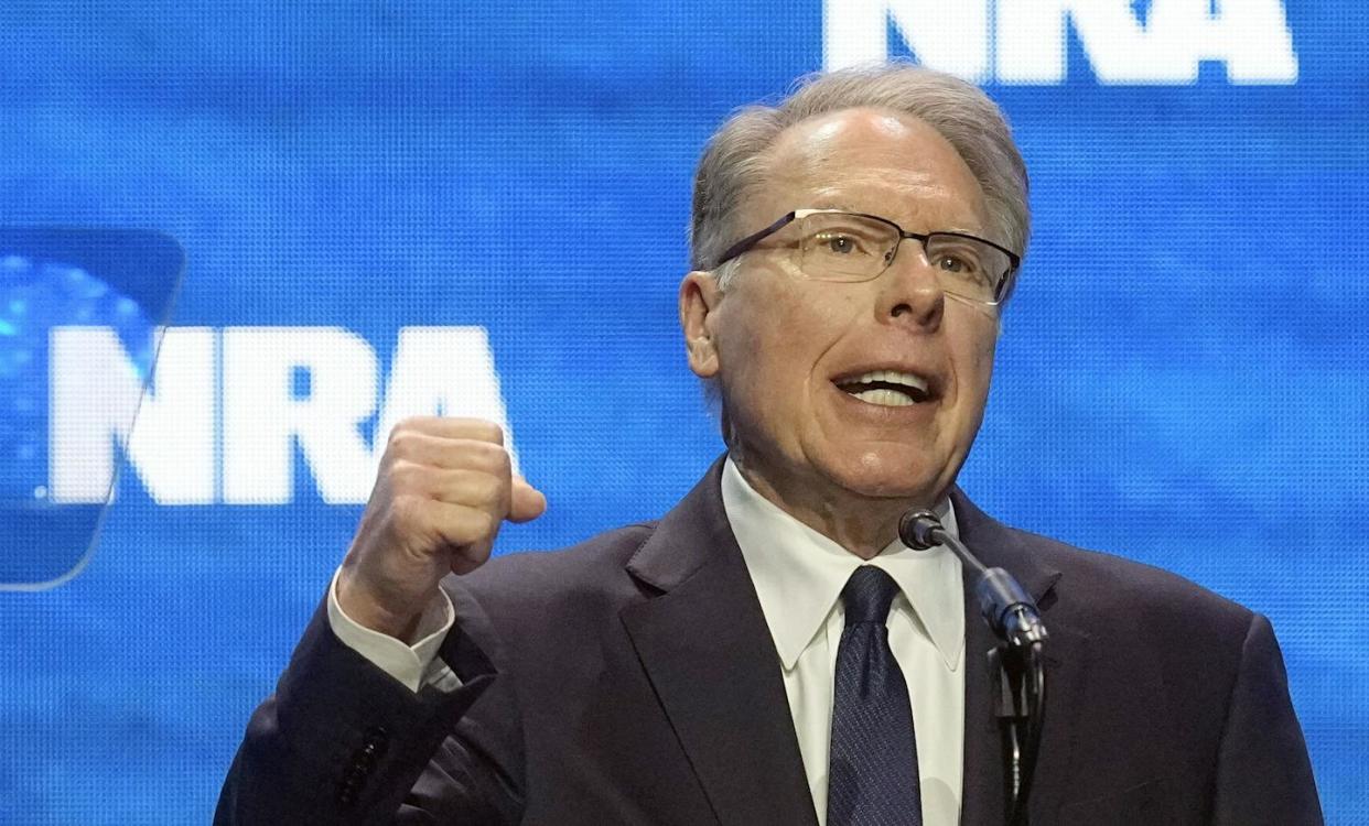 Wayne LaPierre led the NRA for more than three decades. <a href="https://newsroom.ap.org/detail/NRALaPierreResignation/b28199a40abc423abb22901b5fe60e87/photo?boardId=37be9465fcce45d283d5431cccb20a6a&st=boards&mediaType=audio,photo,video,graphic&sortBy=&dateRange=Anytime&totalCount=492&currentItemNo=0" rel="nofollow noopener" target="_blank" data-ylk="slk:AP Photo/Darron Cummings;elm:context_link;itc:0;sec:content-canvas" class="link ">AP Photo/Darron Cummings</a>