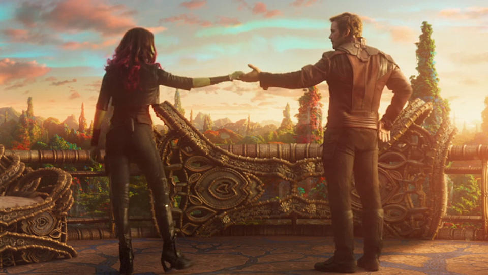 Star-Lord and Gamora dance GOTG2