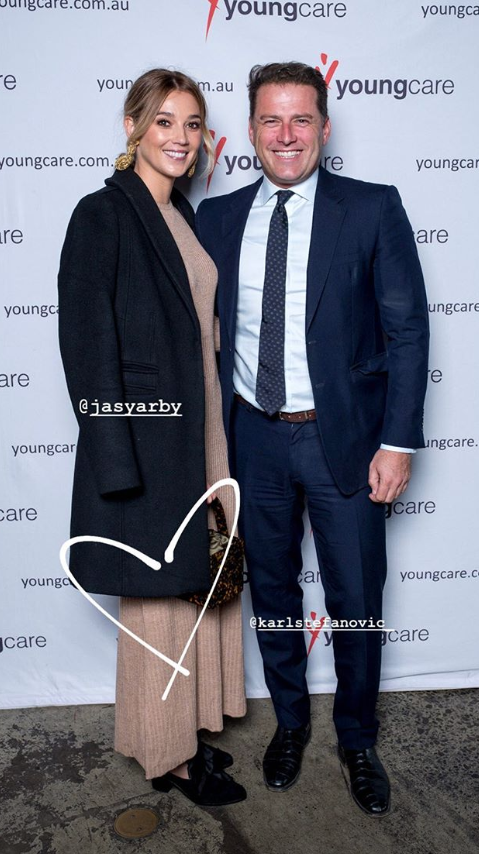 Jasmine Yarbrough and Karl Stefanovic attend the Youngcare long lunch in Sydney. Photo: Instagram/sylviajeffreys