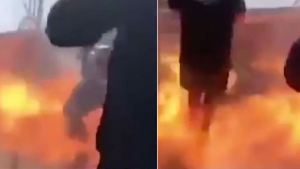 Spectators captured video footage of the fuel exploding. Photo: 7 News