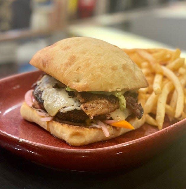 Crave's El Padrino Carnitas Torta Burger for the 2023 Downtown Sioux Falls Burger Battle.