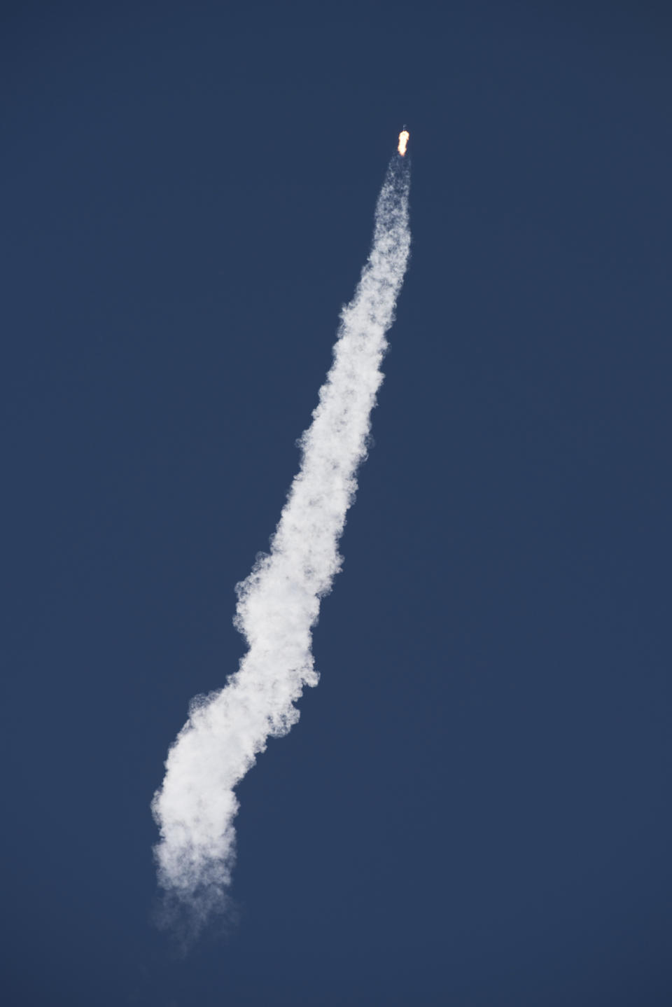 In this photo provided by the U.S. Air Force, a SpaceX Falcon 9 rocket, carrying the Spaceflight SSO-A: SmallSat Express, launches from Space Launch Complex-4E at Vandenberg Air Force Base, Calif., Monday, Dec. 3, 2018. The SpaceX rocket carrying 64 small satellites, marks the first time the same Falcon 9 rocket has been used in three space missions. (Michael Peterson/U.S. Air Force via AP)