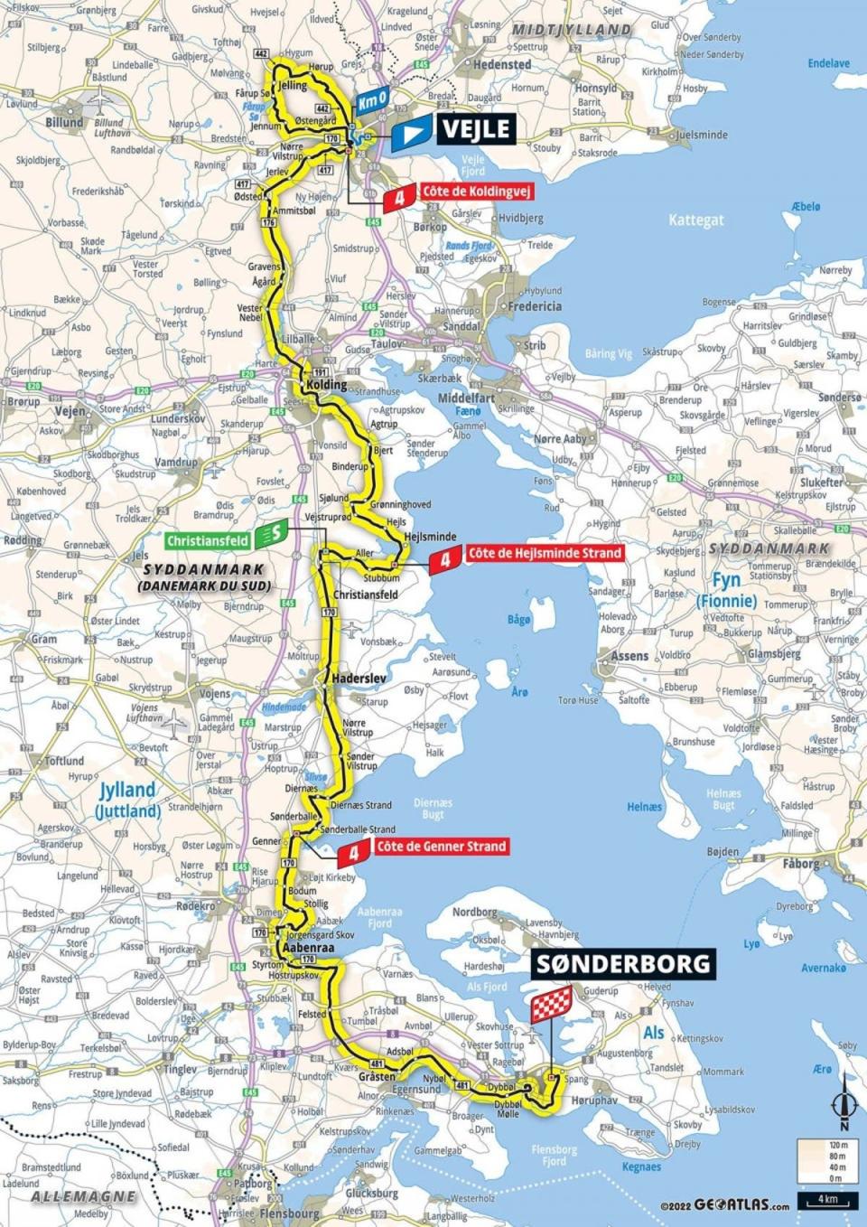 Stage 3 map from Vejle to Sonderborg  (letour)