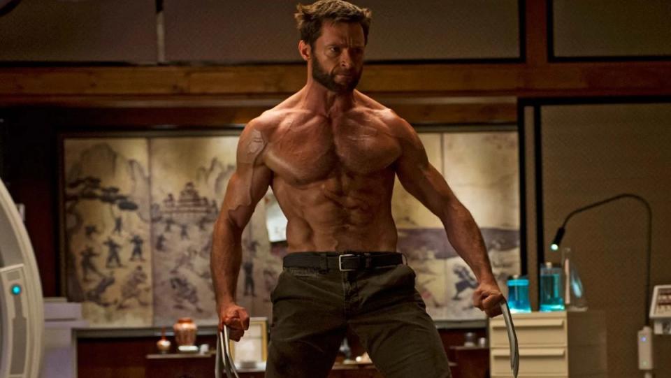 Hugh Jackman stands shirtless and ripped as hell in The Wolverine.