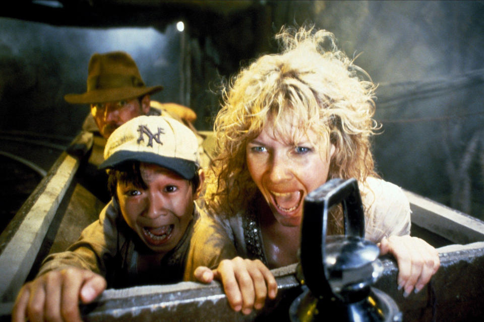 Harrison Ford, Jonathan Ke Quan and Kate Capshaw in Indiana Jones and the Temple of Doom, 1984. (Alamy )