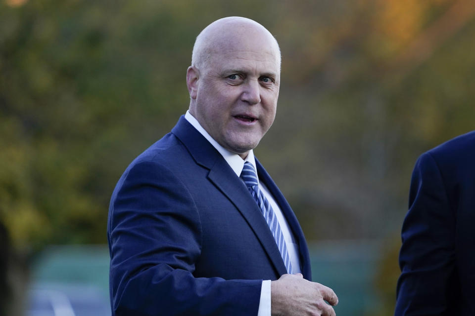 New Orleans Mayor Mitch Landrieu after President Joe Biden signs the $1.2 trillion bipartisan infrastructure bill into law during a ceremony on the South Lawn of the White House in Washington, Monday, Nov. 15, 2021. (AP Photo/Susan Walsh)