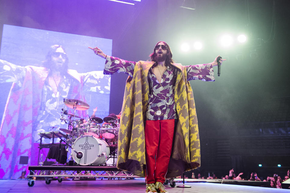 <p>The Oscar winner owned the stage at Paris’ AccorHotels Arena, as his band Thirty Seconds to Mars perfomed on Wednesday night. (Photo: David Wolff-Patrick/Redferns) </p>