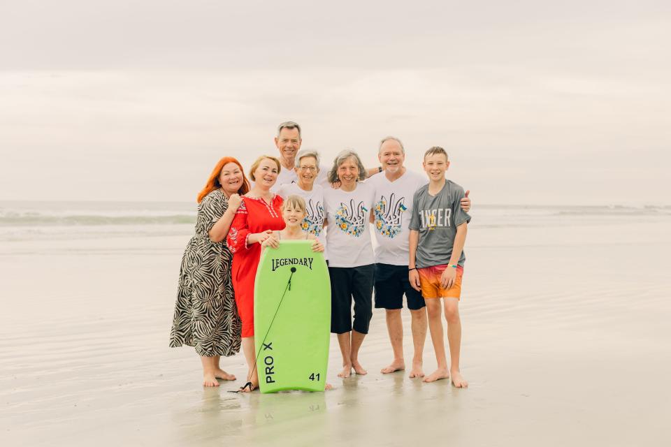 Day after arrival at St. Augustine Beach (Inna Novak, Liudmyla Rybak, Margo, Max, Elizabeth, Jerry, Fonda and John Eyler