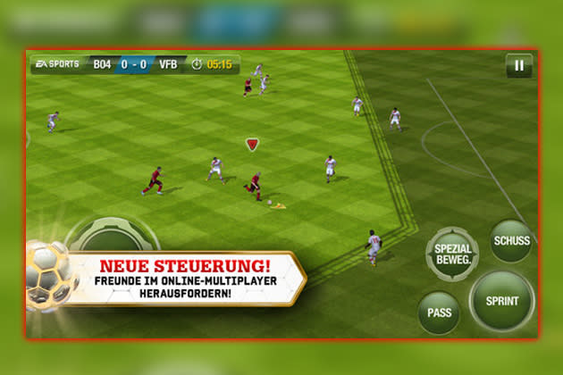 <b>Fifa 13: Handy-Fußball mit Ronaldo & Co.</b><br><br>Mit Messi die gegnerischen Reihen umdribbeln, den FC Bayern zur Meisterschaft führen oder ein eigenes Team aus Top-Stars zusammenstellen. Die Fußballsimulation Fifa 13 macht dank schöner Grafik und nahezu allen Original-Spielern und -Ligen auch auf dem Handy Spaß. iTunes: 4,49 Euro. (Bild: Electronic Arts, iTunes)