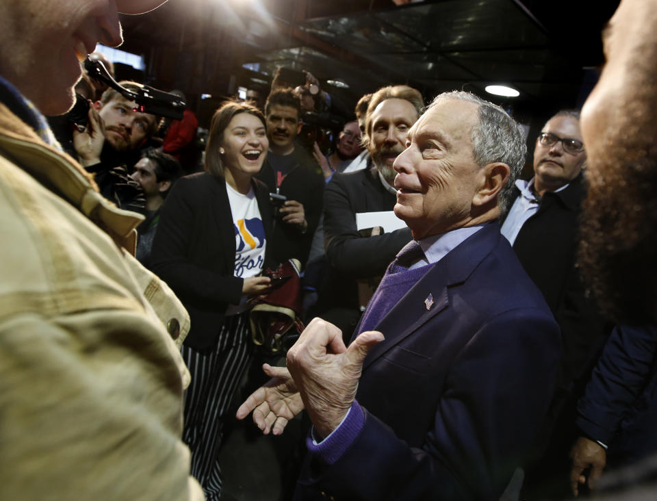 Former New York City Mayor Michael  Bloomberg meets with supporters during a campaign stop in Sacramento, Calif., Monday, Feb. 3, 2020. (Rich Pedroncelli/AP)     