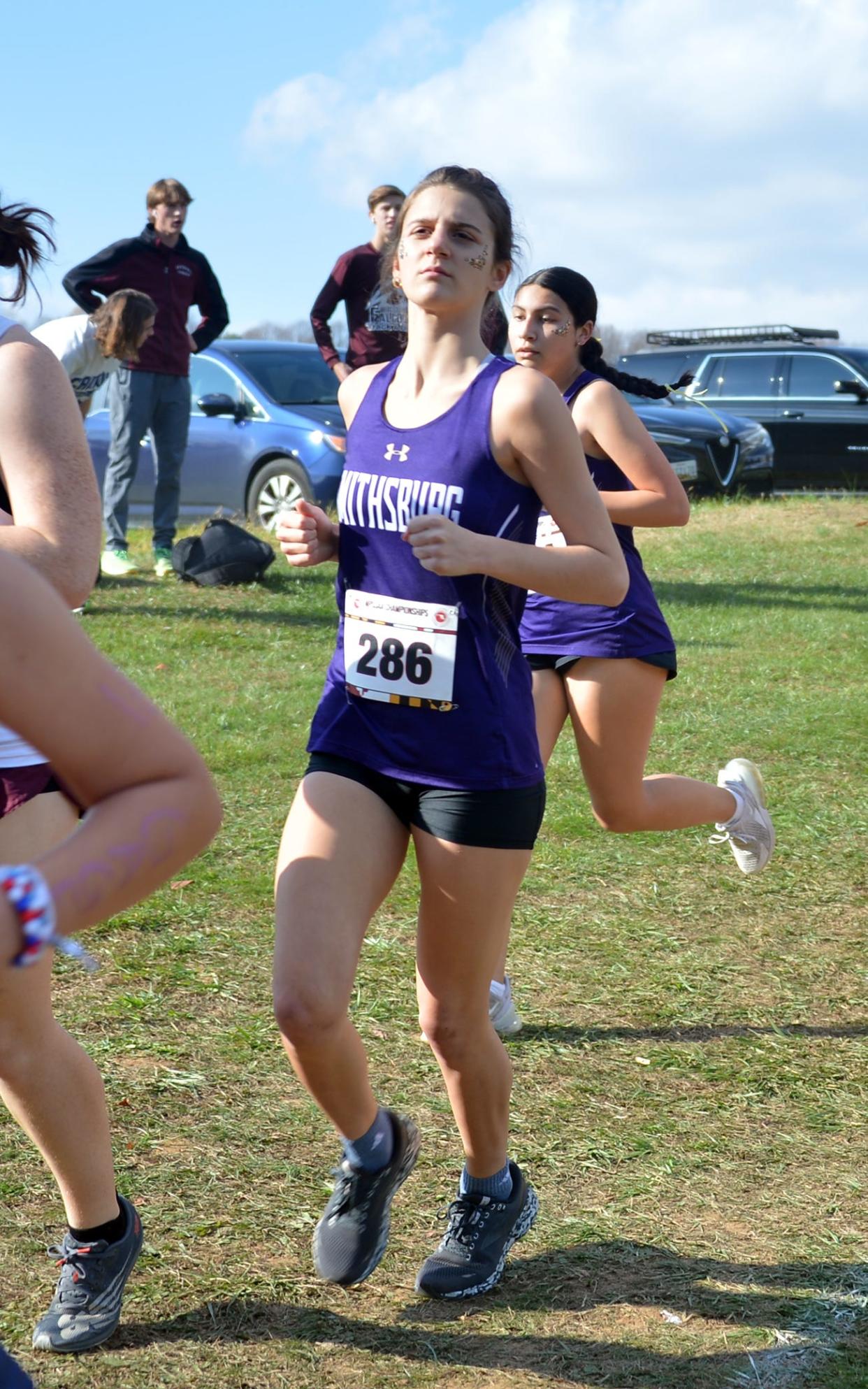 Smithsburg's Jordyn Davidson competes in the Maryland Class 1A girls cross country race.