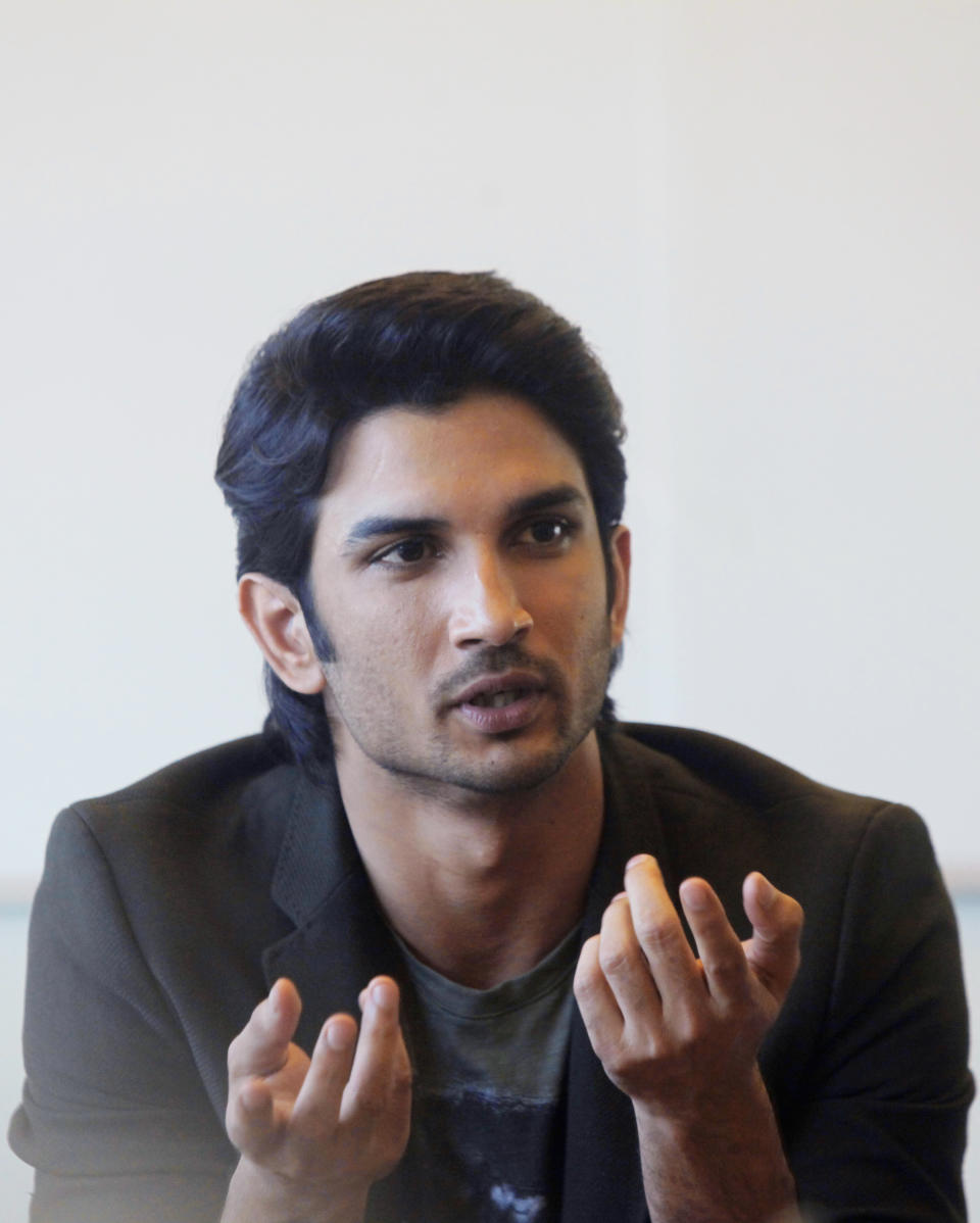 MUMBAI, INDIA - SEPTEMBER 2: Bollywood actor Sushant Singh Rajput during the promotion of his upcoming film Shuddh Desi Romance at HT's Mumbai office, on September 2, 2013 in Mumbai, India. (Photo by Kalpak Pathak/Hindustan Times via Getty Images)