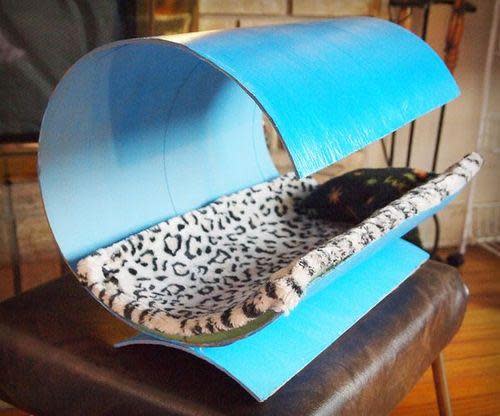 cat house made out of a tube