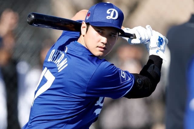 <p>Chris Coduto/Getty</p> Shohei Ohtani during workouts at Camelback Ranch on February 14, 2024 in Glendale, Arizona.