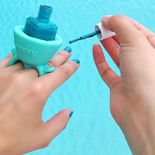 While this isn't necessarily a home find, it's a useful find that'll make one home task -- doing your nails -- SO much easier. This clever design grips your polish bottle so you don't have to risk smudging your finished job. Get it <a href="https://www.amazon.com/tweexy-Original-Wearable-Polish-Holder/dp/B017QRYYY2/?th=1" target="_blank">here</a>.&nbsp;