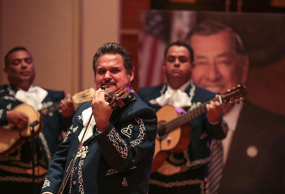 Mariachi Los Camperos perform Aug. 5, 2019, at the memorial for Larry Olinger at the Agua Caliente Resort Casino in Rancho Mirage.