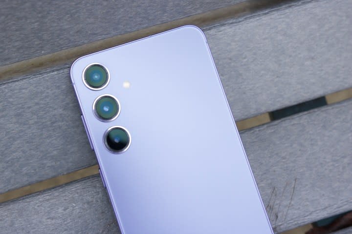 A close-up photo of the rear cameras on the Samsung Galaxy S24 Plus.